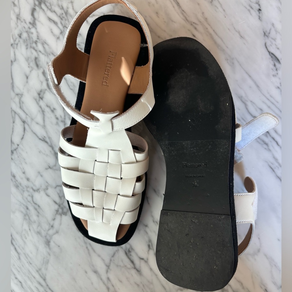 Flattered White Woven Leather Slingback Sandals - Picture 3 of 7